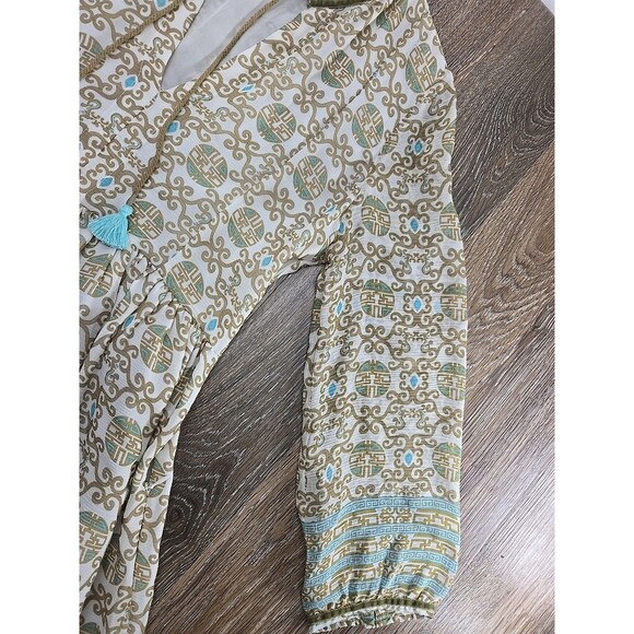 Lolita Jaca St Barth Women's Small Long Sleeve Mini Dress 100% Silk Geometric - Picture 5 of 15